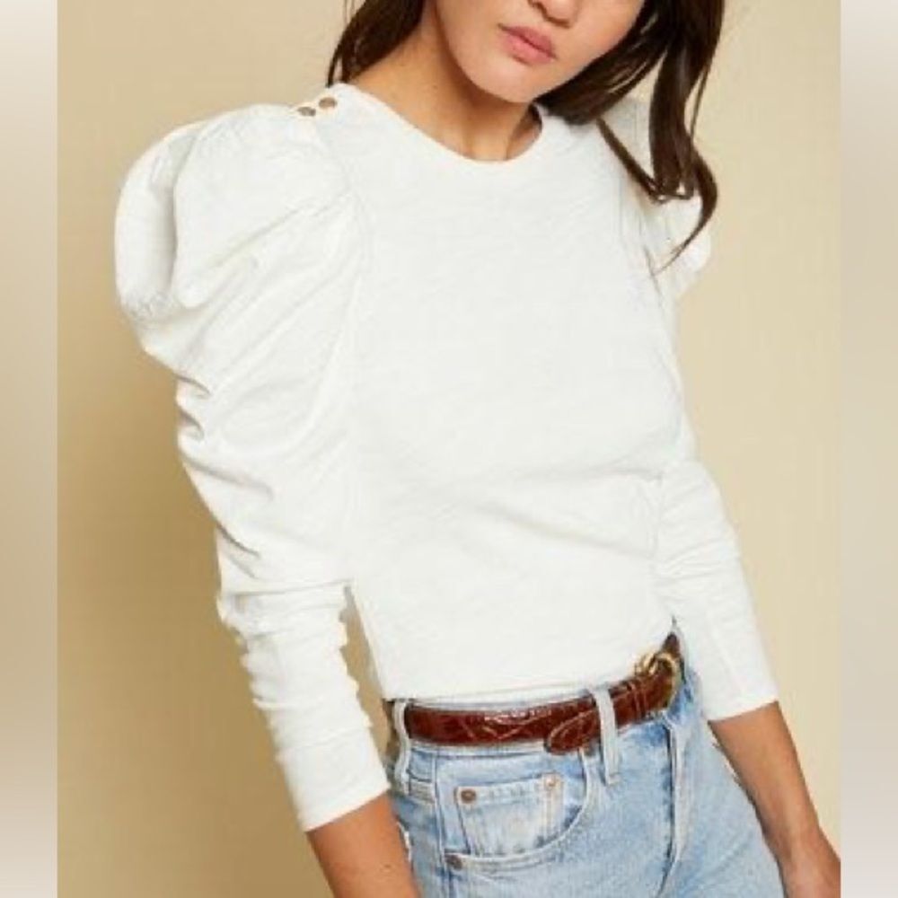 Nation LTD Krista Feminine Party Tee in Off White Size XS